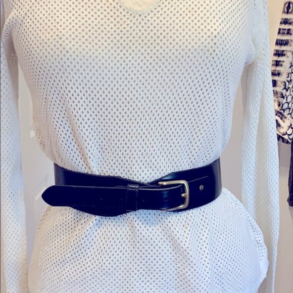 J.Crew  Black italian  leather belt - Picture 3 of 9